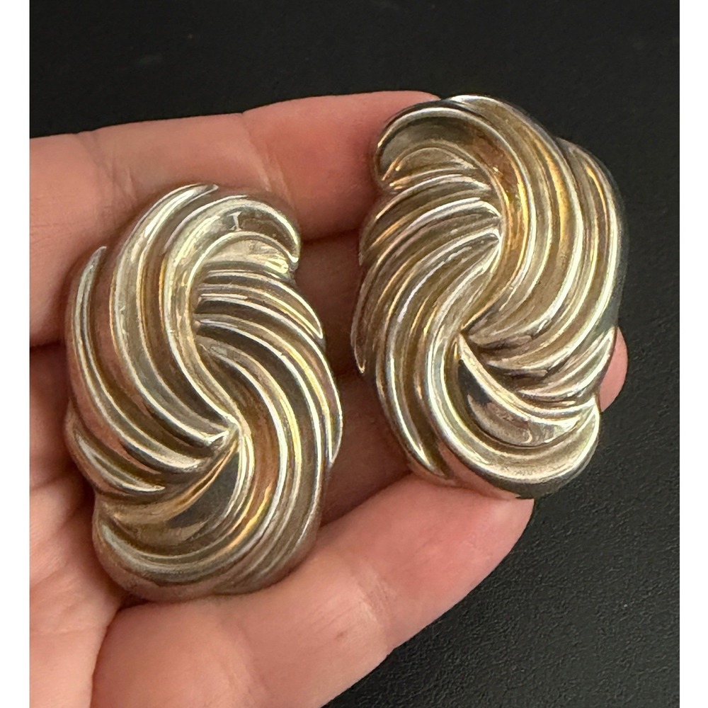 Vintage TAXCO Sterling Silver Earrings Clip Ons Mexico 26g